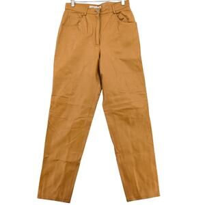 VTG Tower Hill Pants Womens 8 Brown Supple Genuine Leather Lined High Rise 90s